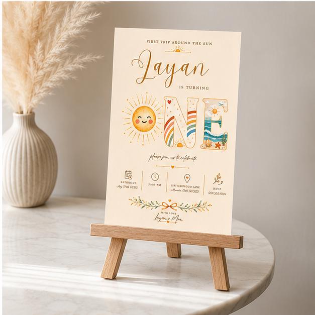 Editable Rainbow Birthday Invitation Canva Template, Boho Girls Kids Cute Modern Fun DIY Chic Teen Party Invite, Printable Digital Download.