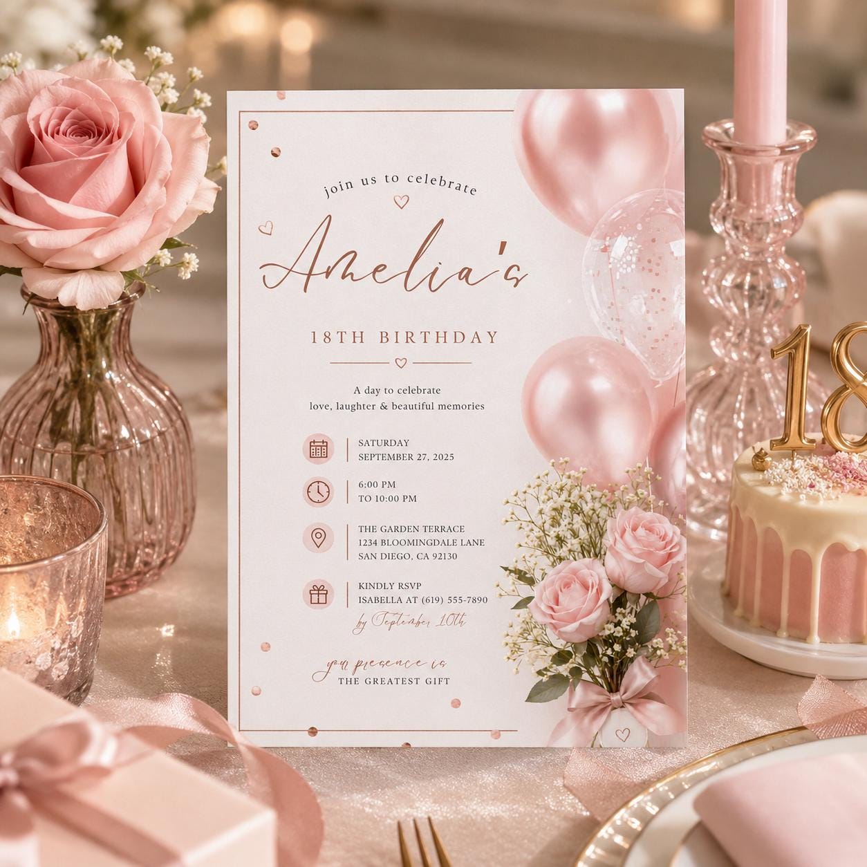 Editable Pink Bow Baby Shower Sign Canva Template, Luxury Floral Girls Kids Bow Cute Modern Fun DIY Chic Teen Printable Digital Party Decor.