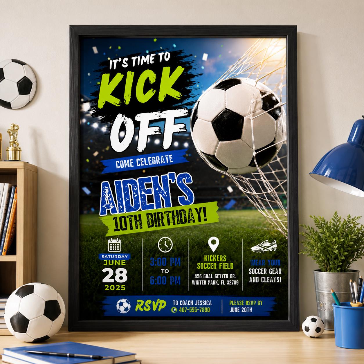 Editable Football Birthday Invitation Canva Template, Boys Kids Cute Fun DIY Sweet Chic Teen Tween Party Invite, Printable Digital Download.