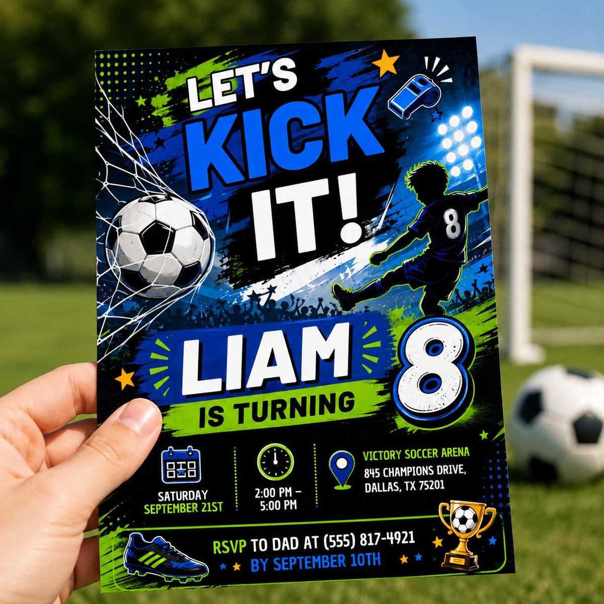 Editable Football Birthday Invitation Canva Template, Boys Kids Sport Cute Fun DIY Sweet Chic Teen Party Invite, Printable Digital Download.