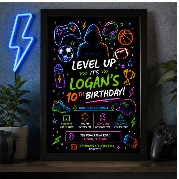 Editable Basketball Birthday Invitation Canva Template, Modern Boys Teens Cute Fun Themed DIY Chic Party Invite, Printable Digital Download.