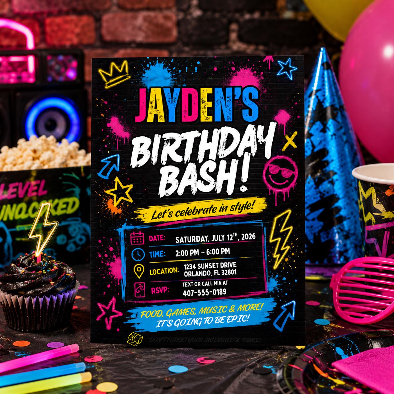 Editable Bruh We End of Year Party Invitation Canva Template, Boys Kids Teens Cute Fun DIY Sweet Chic Teen Tween Printable Digital Download.