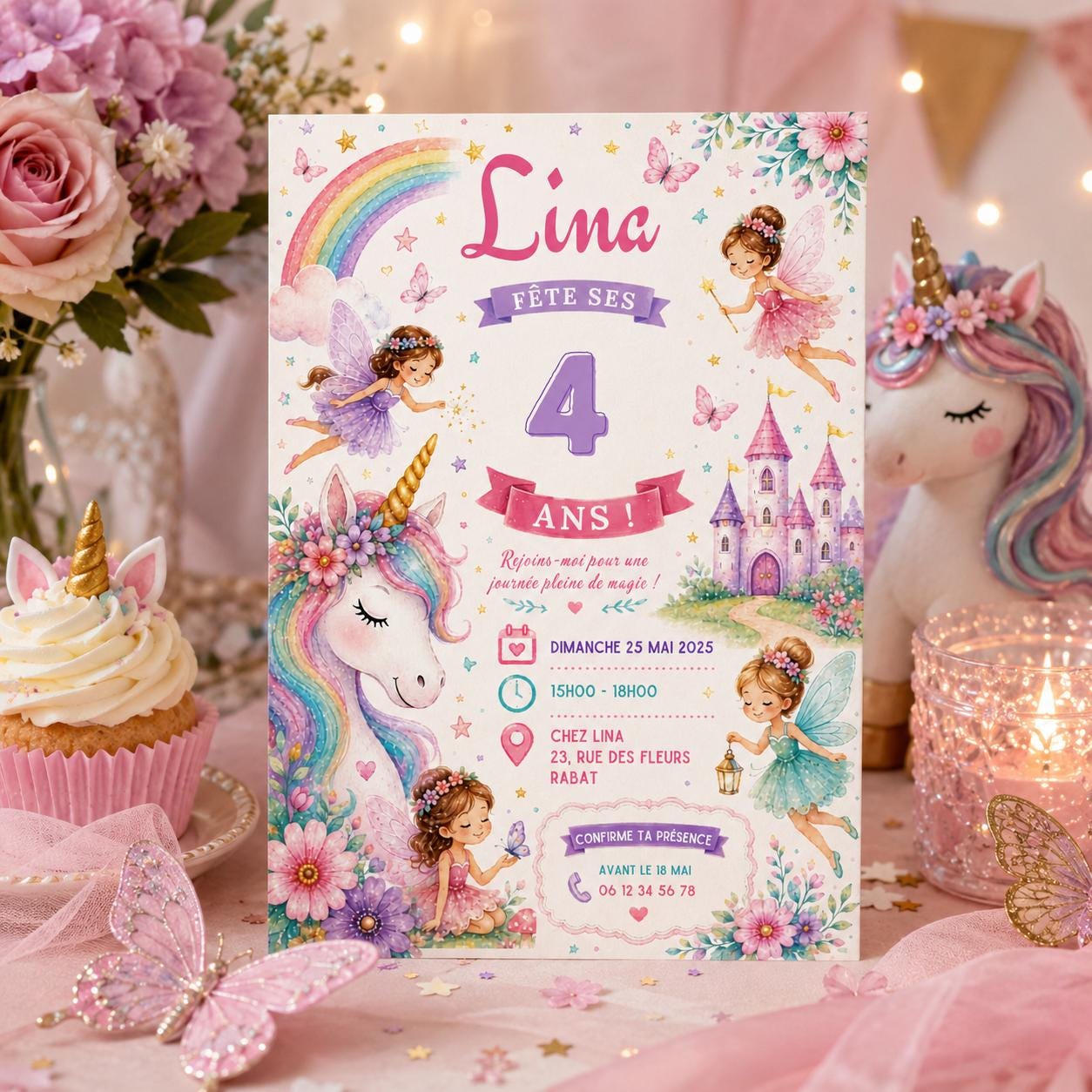 Editable Neon Glow Birthday Invitation Canva Template, Pastel Rainbow Girls Neon Cute Fun DIY Chic Party Invite, Printable Digital Download.
