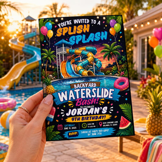 Editable Pool Birthday Invitation Canva Template, Pool Cute Modern Fun Themed Custom DIY Chic Kids Party Invite, Printable Digital Download.