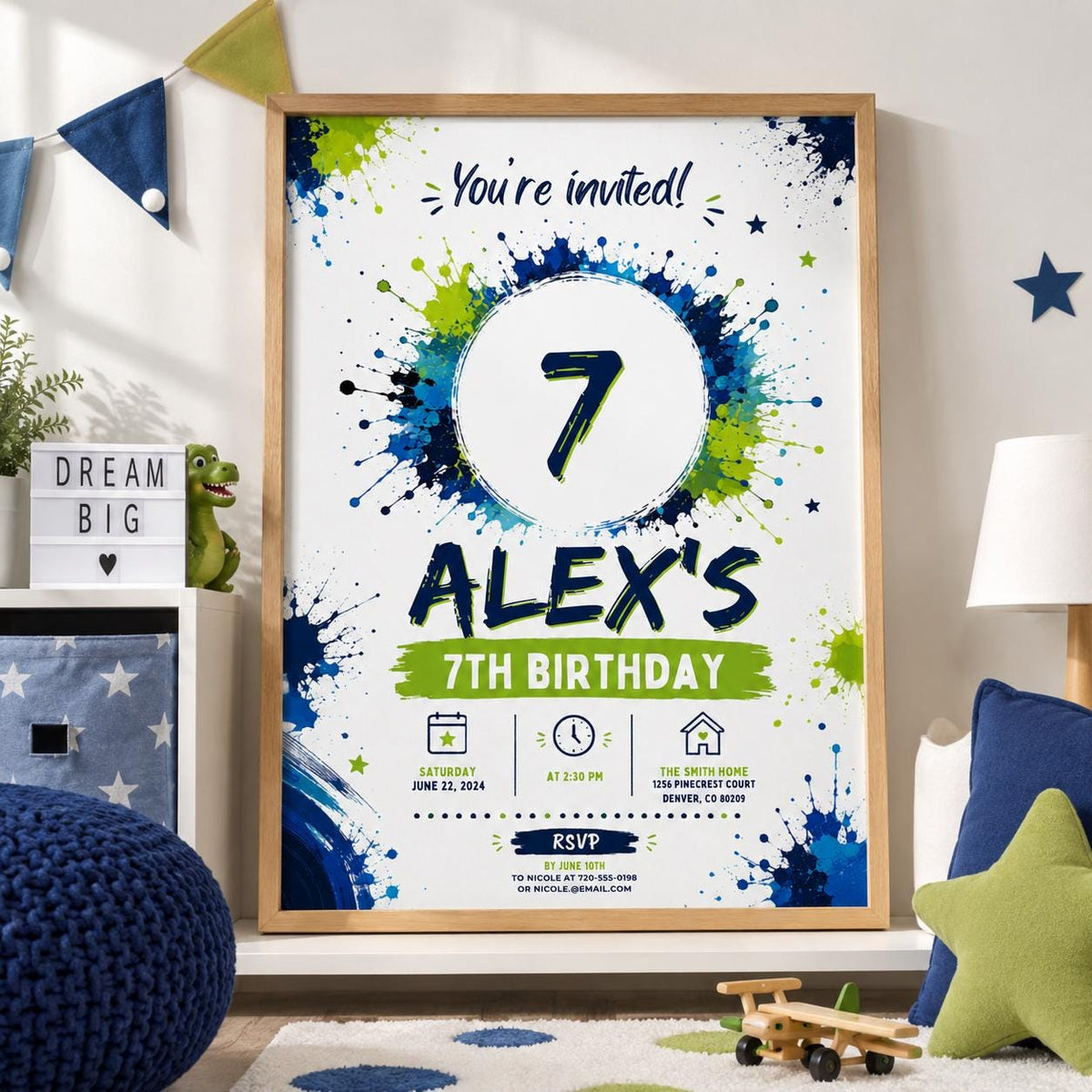Editable Pool Birthday Invitation Canva Template, Boys Cute Modern Fun Themed Custom DIY Chic Kids Party Invite, Printable Digital Download.