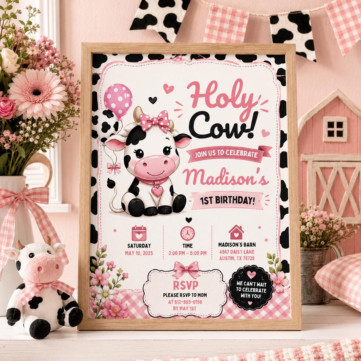 Editable Cowgirl Birthday Invitation Canva Template, Kids Cute Fun DIY Sweet Chic Teen Tween Adult Party Invite, Printable Digital Download.