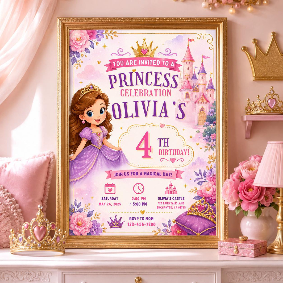 Editable Mermaid Birthday Invitation Canva Template, Pink Blue Purple Neon Girls Kids Cute Fun DIY Party Invite, Printable Digital Download.