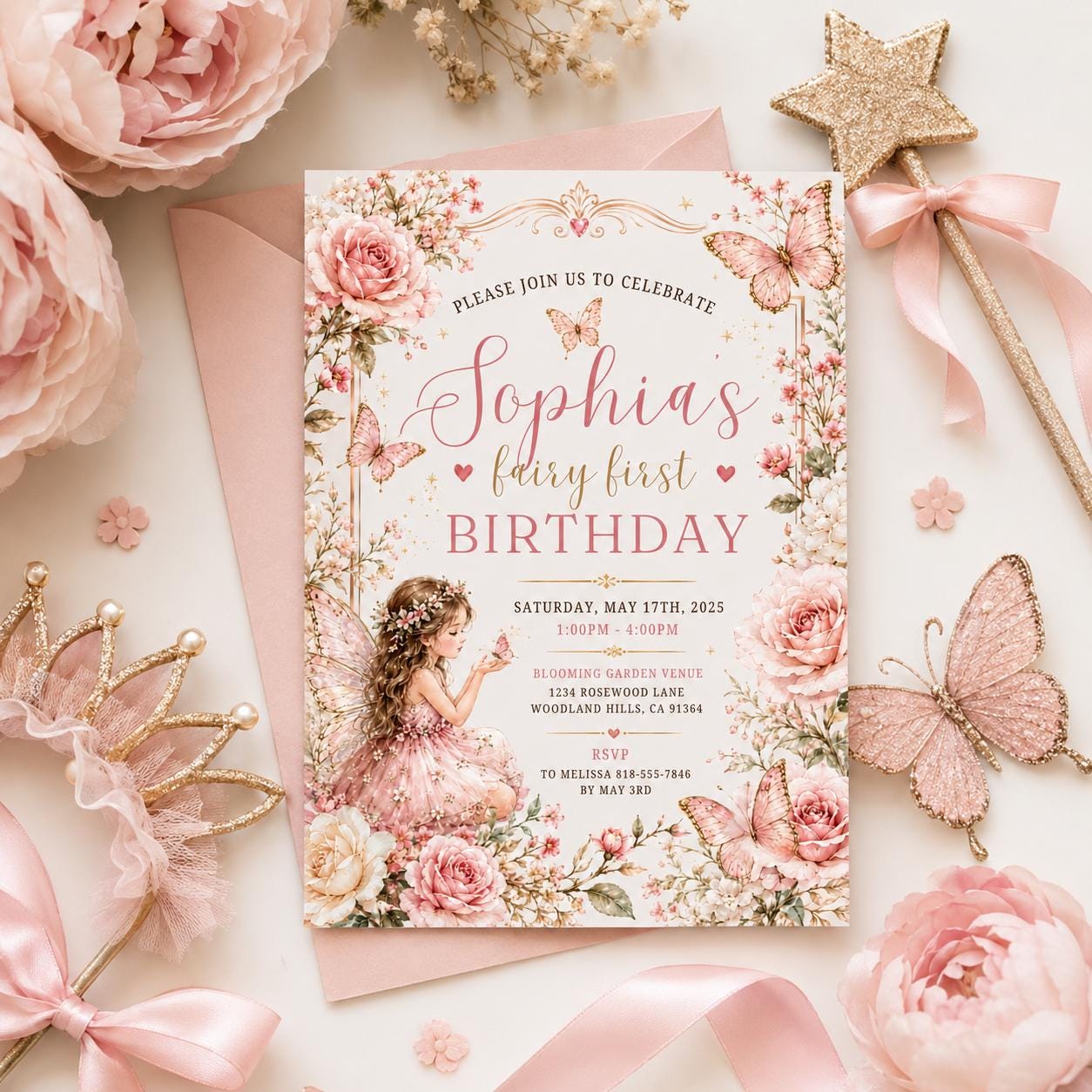 Editable Garden Birthday Invitation Canva Template, Cute Floral Girls Kids Fun DIY Sweet Chic Teen Party Invite, Printable Digital Download.