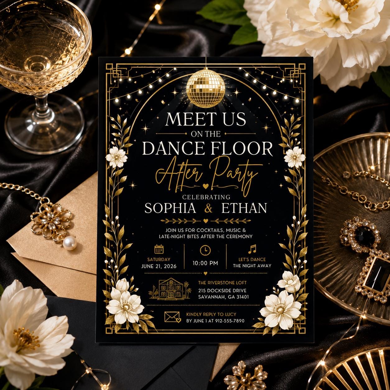 Editable Elegant After Party Invitation Canva Template, Luxury Adult Cute Modern Fun Themed Custom DIY Chic Kids Printable Digital Download.