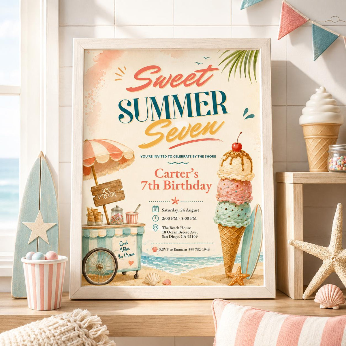 Editable Pool Birthday Invitation Canva Template, Cream Pool Cute Modern Fun Themed DIY Sweet Chic Party Invite, Printable Digital Download.