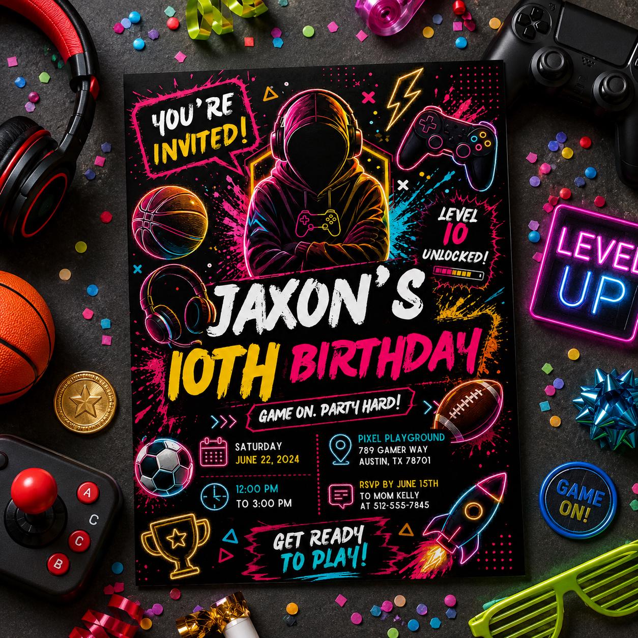 Editable Basketball Birthday Invitation Canva Template, Modern Boys Teens Cute Fun Themed DIY Chic Party Invite, Printable Digital Download.