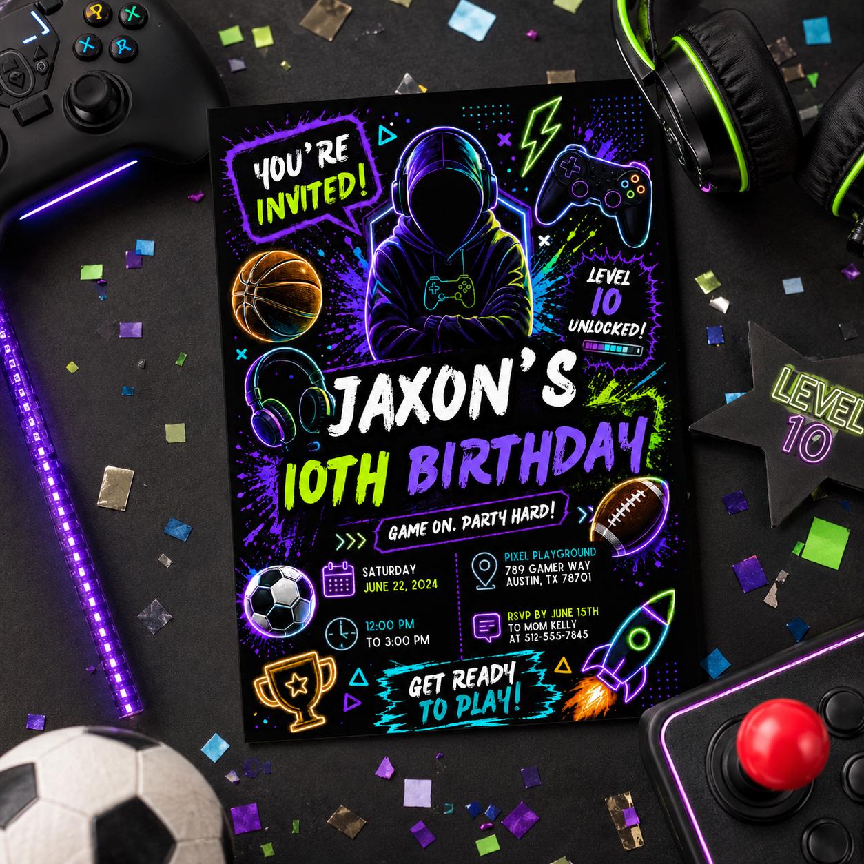 Editable Basketball Birthday Invitation Canva Template, Modern Boys Teens Cute Fun Themed DIY Chic Party Invite, Printable Digital Download.