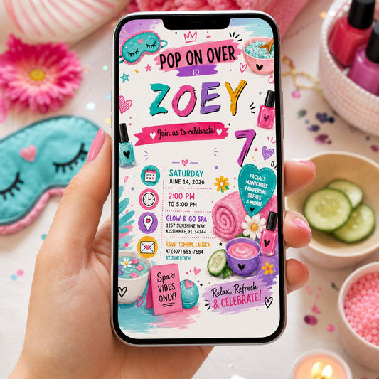 Editable Pastel Bubble Birthday Invitation Canva Template, Girls Kids Cute Fun DIY Sweet Chic Teen Party Invite, Printable Digital Download.