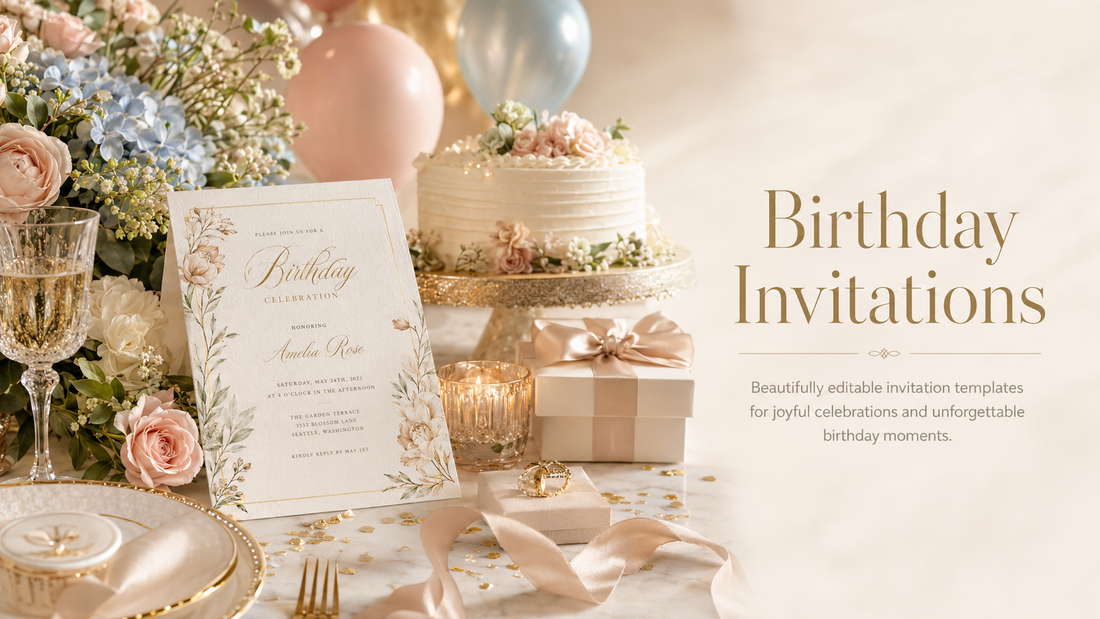 Colorful editable birthday invitation templates for kids parties