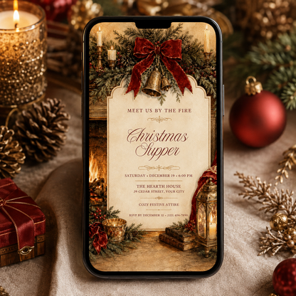 Christmas Supper invitation shown on a phone