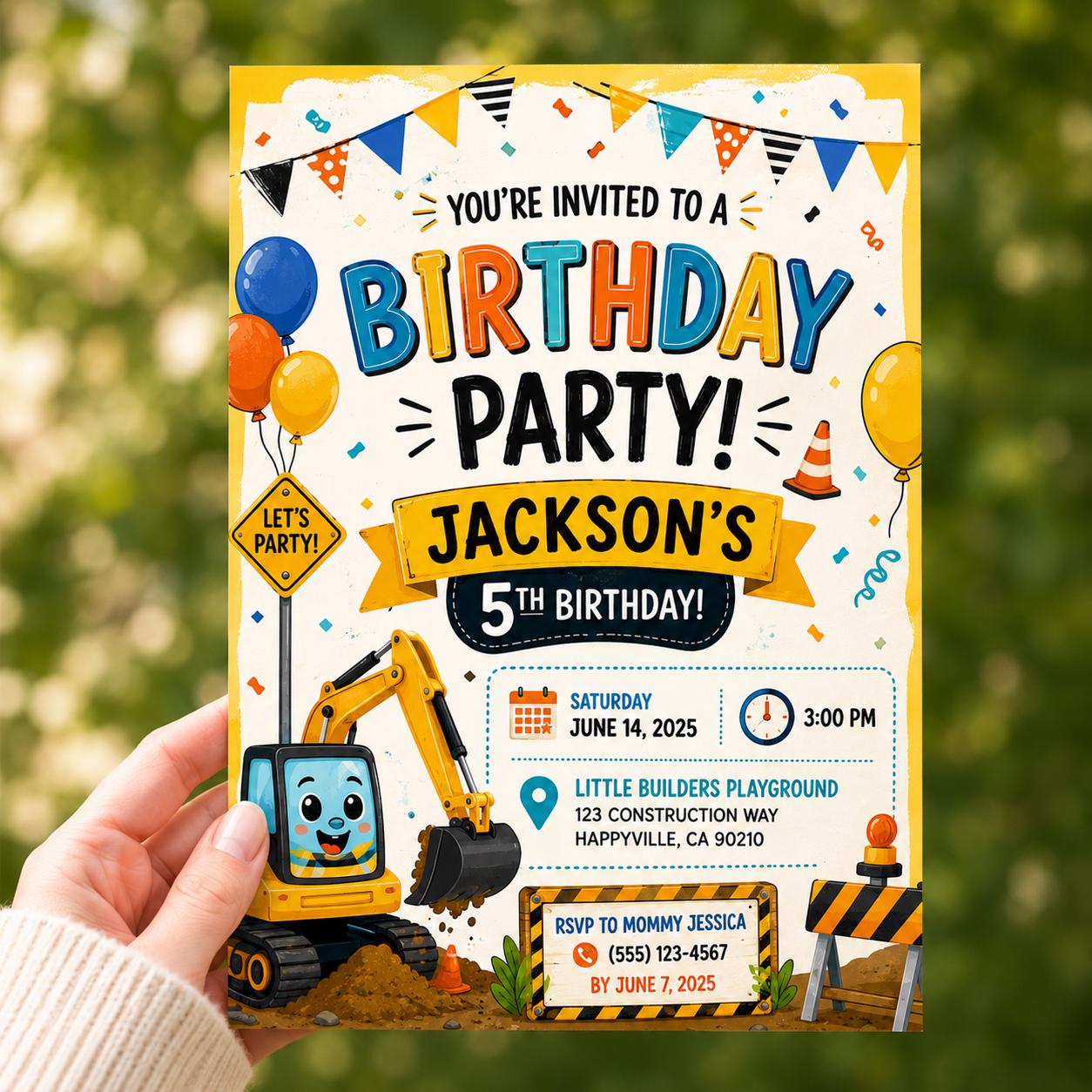 Editable Let Birthday Invitation Canva Template, Pastel Rainbow Boys Kids Cute Modern Fun DIY Chic Party Invite, Printable Digital Download.