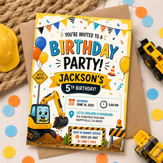 Editable Let Birthday Invitation Canva Template, Pastel Rainbow Boys Kids Cute Modern Fun DIY Chic Party Invite, Printable Digital Download.