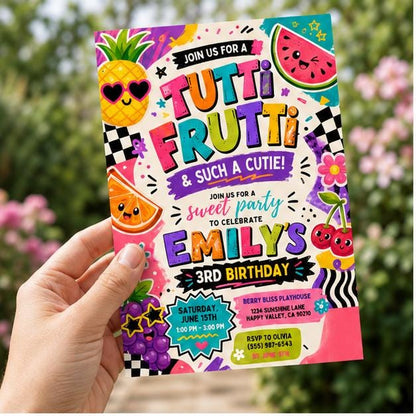 Editable Tropical Birthday Invitation Canva Template, Kids Summer Cute Modern Fun Themed DIY Sweet Party Invite, Printable Digital Download.