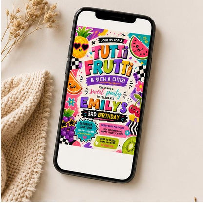 Editable Tropical Birthday Invitation Canva Template, Kids Summer Cute Modern Fun Themed DIY Sweet Party Invite, Printable Digital Download.