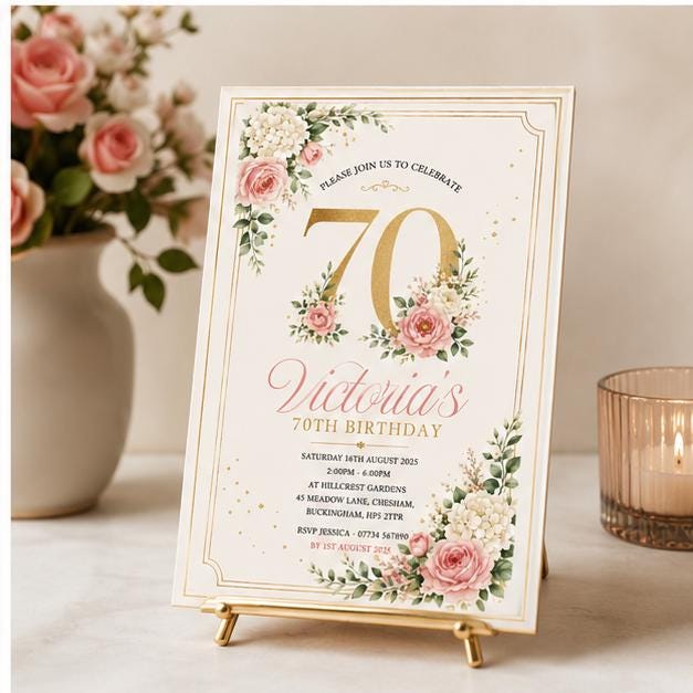 Editable Floral Birthday Invitation Canva Template, Kids Adult Floral Cute Fun DIY Sweet Chic Teen Party Invite, Printable Digital Download.