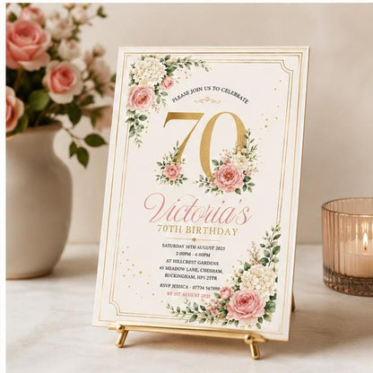 Editable Floral Birthday Invitation Canva Template, Kids Adult Floral Cute Fun DIY Sweet Chic Teen Party Invite, Printable Digital Download.