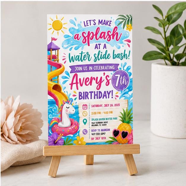 Editable Pool Birthday Invitation Canva Template, Girls Pool Cute Modern Fun Themed DIY Sweet Chic Party Invite, Printable Digital Download.