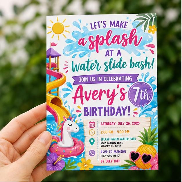 Editable Pool Birthday Invitation Canva Template, Girls Pool Cute Modern Fun Themed DIY Sweet Chic Party Invite, Printable Digital Download.