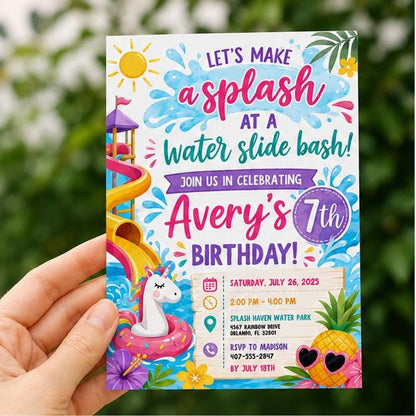 Editable Pool Birthday Invitation Canva Template, Girls Pool Cute Modern Fun Themed DIY Sweet Chic Party Invite, Printable Digital Download.
