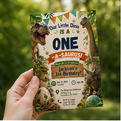Editable Dinosaur Birthday Invitation Canva Template, Cute Boys Kids Dino Modern Fun DIY Chic Teen Party Invite, Printable Digital Download.