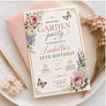 Editable Garden Birthday Invitation Canva Template, Floral Girls Cute Fun DIY Sweet Chic Kids Teen Party Invite, Printable Digital Download.