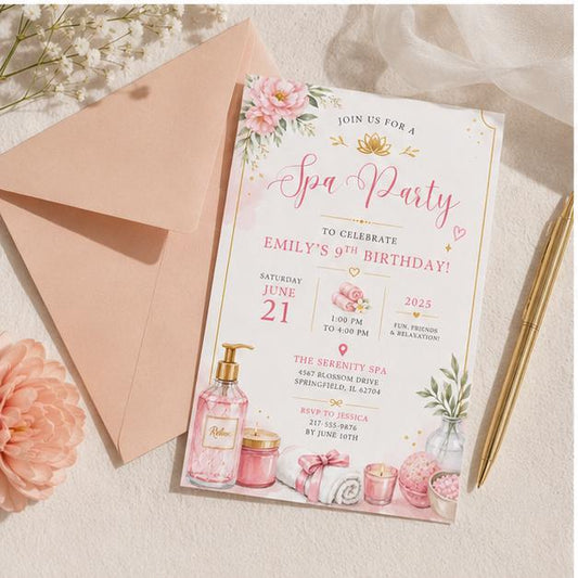 Editable Pink Bow Birthday Invitation Canva Template, Girls Bow Cute Modern Fun DIY Chic Kids Teen Party Invite, Printable Digital Download.