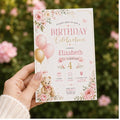 Editable Honey Bear Birthday Invitation Canva Template, Pink Cute Vintage Kids Bear Modern Fun DIY Party Invite, Printable Digital Download.