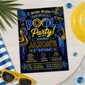 Editable Pool Birthday Invitation Canva Template, Pink Girls Teens Bow Cute Fun DIY Chic Kids Teen Party Invite, Printable Digital Download.