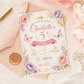 Editable Fairy Garden Birthday Invitation Canva Template, Pink Floral Girls Kids Cute Fun DIY Chic Party Invite, Printable Digital Download.