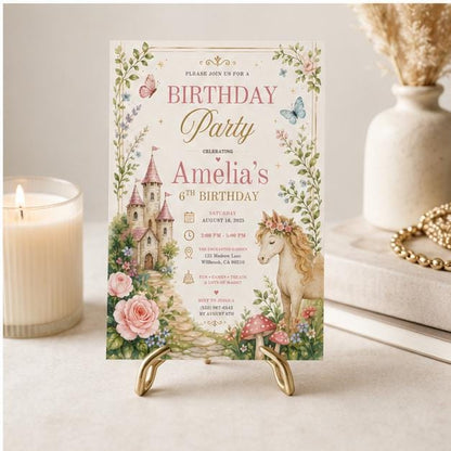 Editable Fairy Garden Birthday Invitation Canva Template, Girls Fairy Cute Fun DIY Sweet Chic Kids Party Invite, Printable Digital Download.