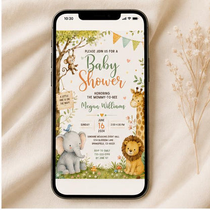 Editable Honey Bear Baby Shower Invitation Canva Template, Girls Kids Bear Cute Fun DIY Sweet Chic Party Invite, Printable Digital Download.