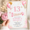 Editable Blue Birthday Invitation Canva Template, Floral Trendy Girls Teens Cute Fun DIY Chic Kids Party Invite, Printable Digital Download.