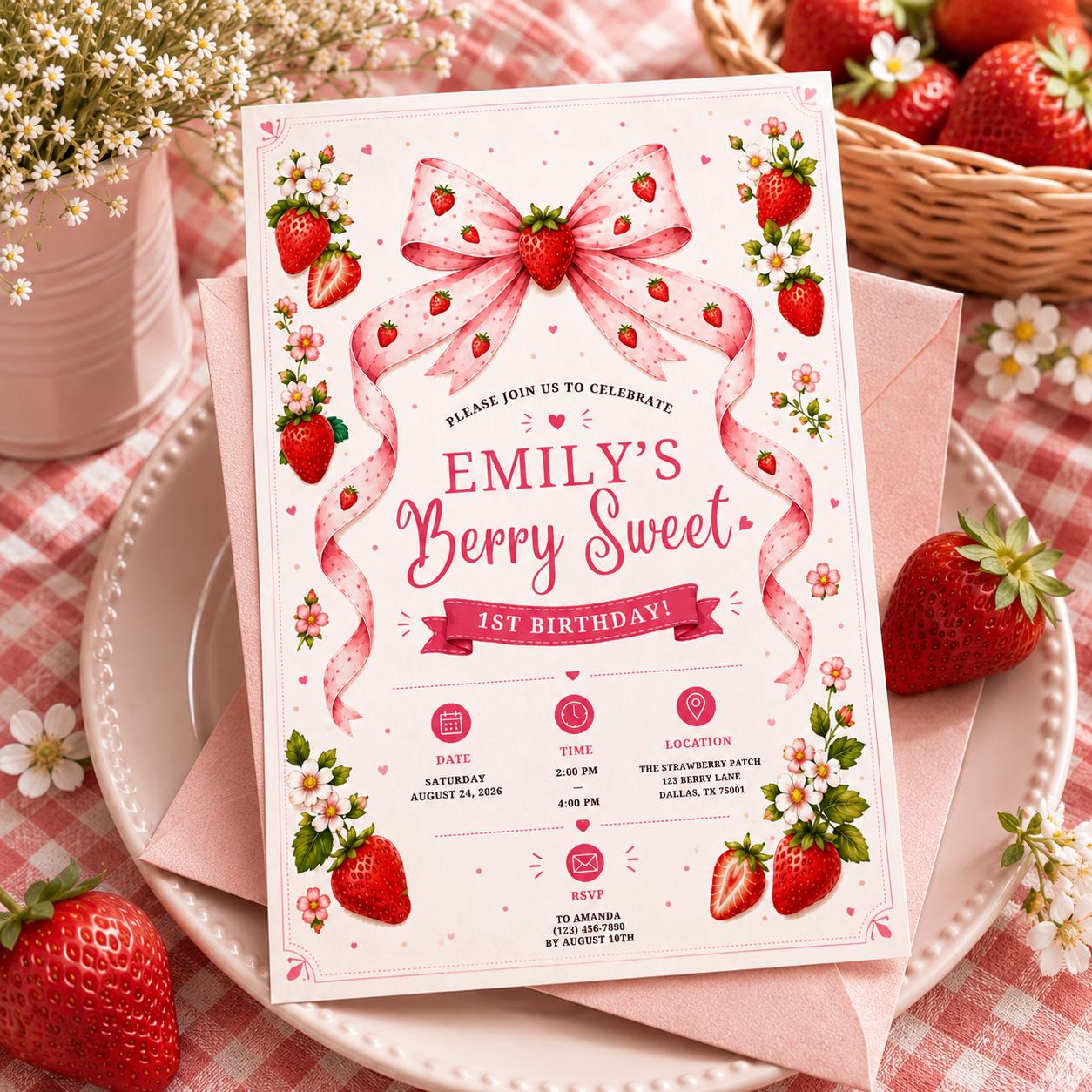 Editable Sweet Treats Birthday Invitation Canva Template, Pink Girls Kids Cute Modern Fun DIY Chic Party Invite, Printable Digital Download.