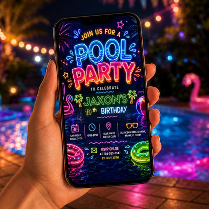 Editable Pool Birthday Invitation Canva Template, Floral Girls Teens Pool Cute Modern Fun DIY Chic Party Invite, Printable Digital Download.