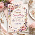 Editable Floral Birthday Invitation Canva Template, Kids Floral Cute Fun DIY Sweet Chic Teen Tween Party Invite, Printable Digital Download.