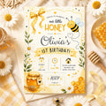 Editable First Bee Day Bumble Birthday Invitation Canva Template, Kids Cute Modern Fun Instant DIY Party Invite, Printable Digital Download.