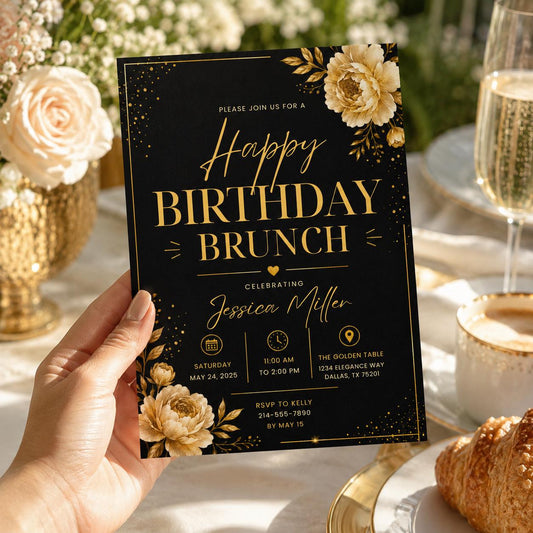 Editable Wildflower Birthday Invitation Canva Template, Pink Boho Floral Girls Cute Modern Fun DIY Party Invite, Printable Digital Download.