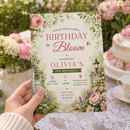 Editable Wildflower Baby Shower Invitation Canva Template, Kids Cute Fun DIY Sweet Chic Teen Tween Party Invite, Printable Digital Download.