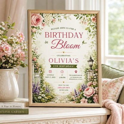 Editable Wildflower Baby Shower Invitation Canva Template, Kids Cute Fun DIY Sweet Chic Teen Tween Party Invite, Printable Digital Download.