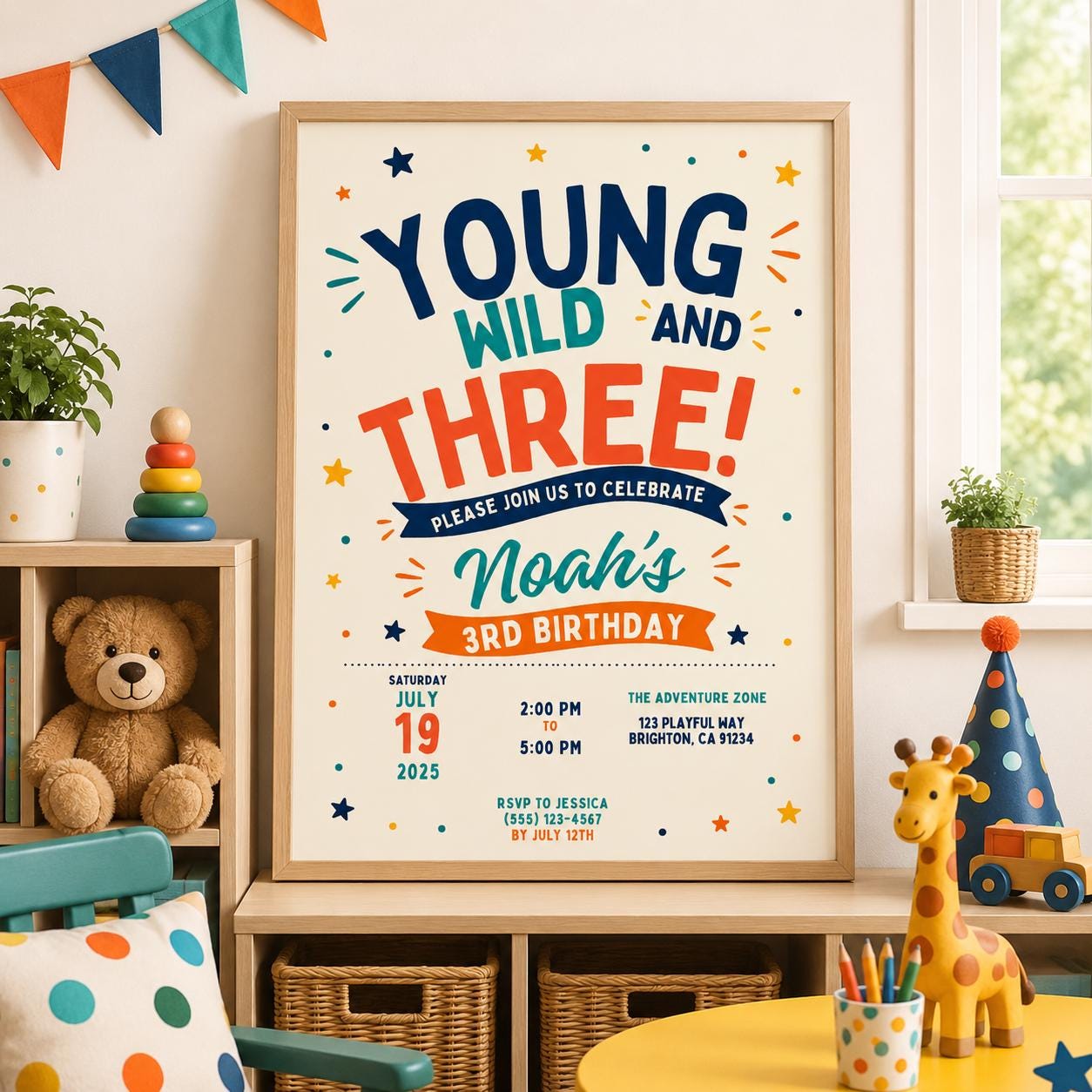 Editable Floral Birthday Invitation Canva Template, Yellow Retro Boho Chic Cute Fun DIY Sweet Kids Party Invite, Printable Digital Download.