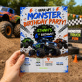 Editable Monster Birthday Invitation Canva Template, Boys Kids Cute Modern Fun DIY Sweet Chic Teen Party Invite, Printable Digital Download.