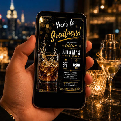 Editable Neon Glow Birthday Invitation Canva Template, Gold Black Boys Neon Cute Fun DIY Chic Kids Party Invite, Printable Digital Download.