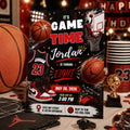 Editable Basketball Birthday Invitation Canva Template, Gold Black Luxury Sport Cute Fun DIY Sweet Party Invite, Printable Digital Download.