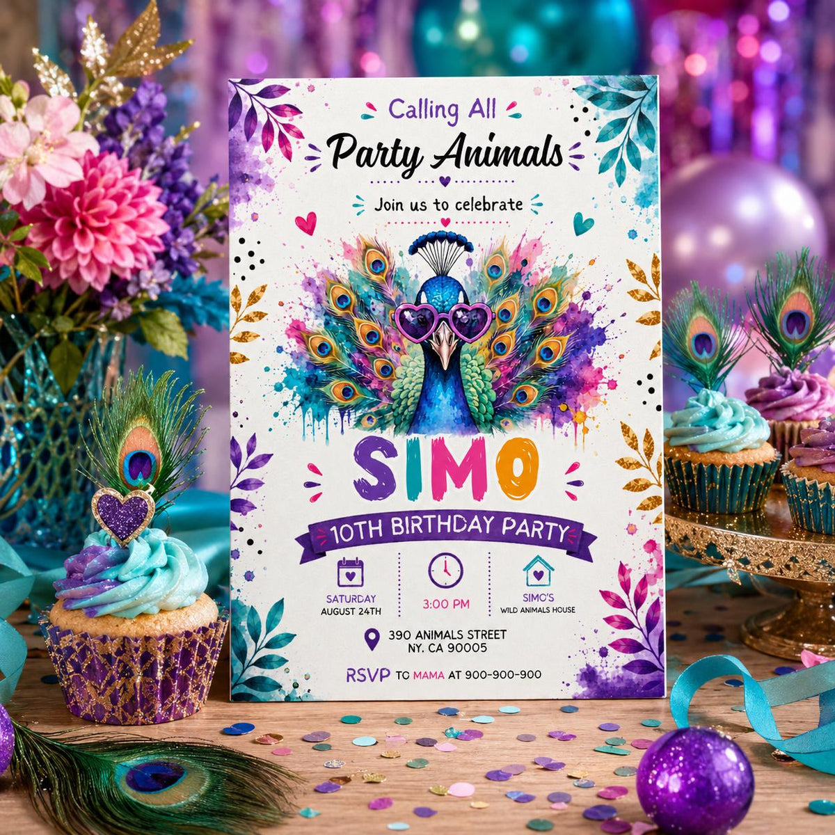 Editable Safari Jungle Birthday Invitation Canva Template, Girls Kids Cute Fun DIY Sweet Chic Teen Party Invite, Printable Digital Download.