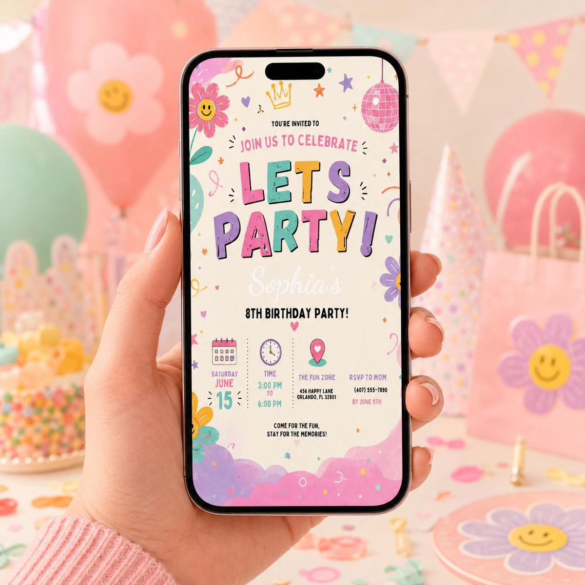 Editable Preppy Birthday Invitation Canva Template, Girls Preppy Cute Fun DIY Sweet Chic Kids Teen Party Invite, Printable Digital Download.